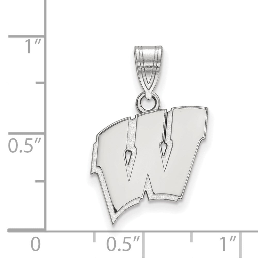 Sterling Silver Rhodium-plated LogoArt University of Wisconsin Letter W Medium Pendant