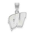 Sterling Silver Rhodium-plated LogoArt University of Wisconsin Letter W Medium Pendant