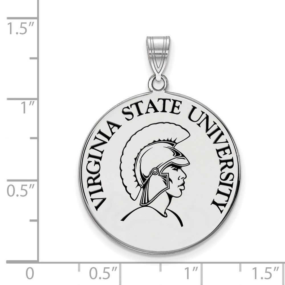 Sterling Silver Rhodium-plated LogoArt Virginia State University Extra Large Enameled Disc Pendant
