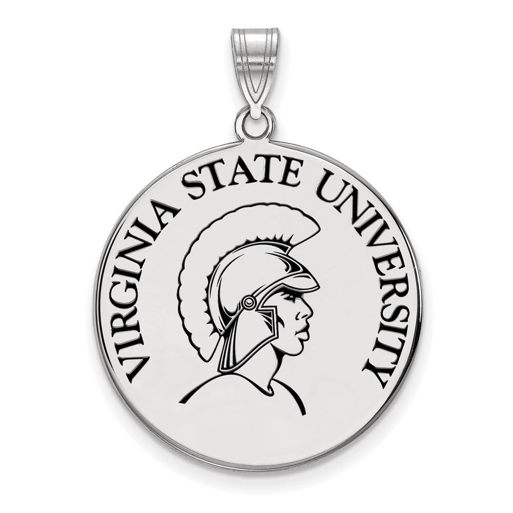 Sterling Silver Rhodium-plated LogoArt Virginia State University Extra Large Enameled Disc Pendant