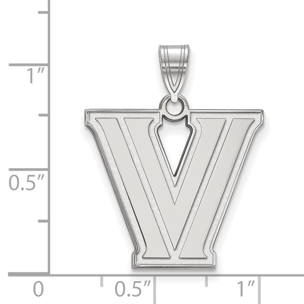 Sterling Silver Rhodium-plated LogoArt Villanova University Letter V Large Pendant