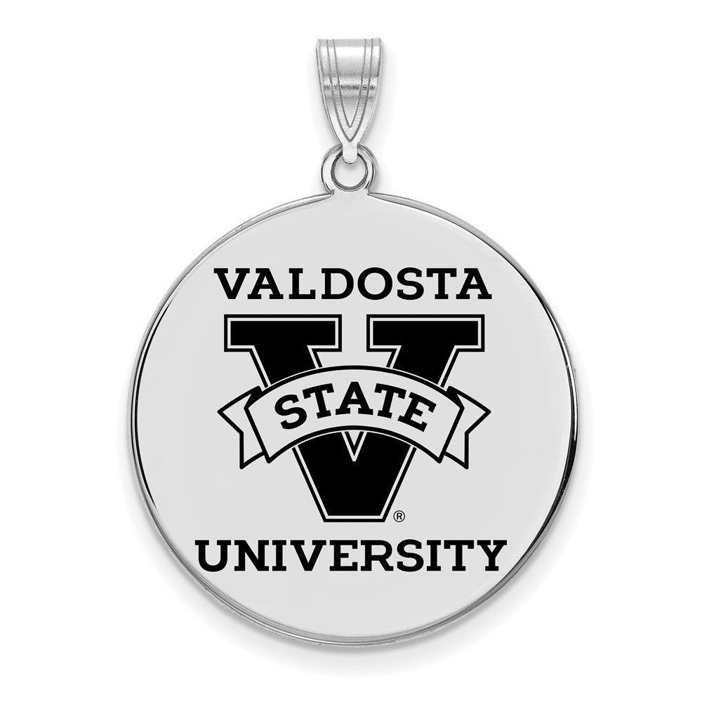 Sterling Silver Rhodium-plated LogoArt Valdosta State University Extra Large Enameled Disc Pendant