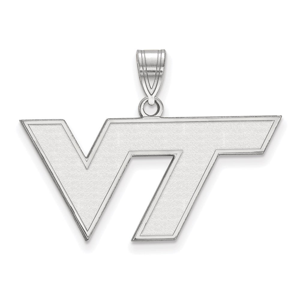 Sterling Silver Rhodium-plated LogoArt Virginia Tech V-T Medium Pendant