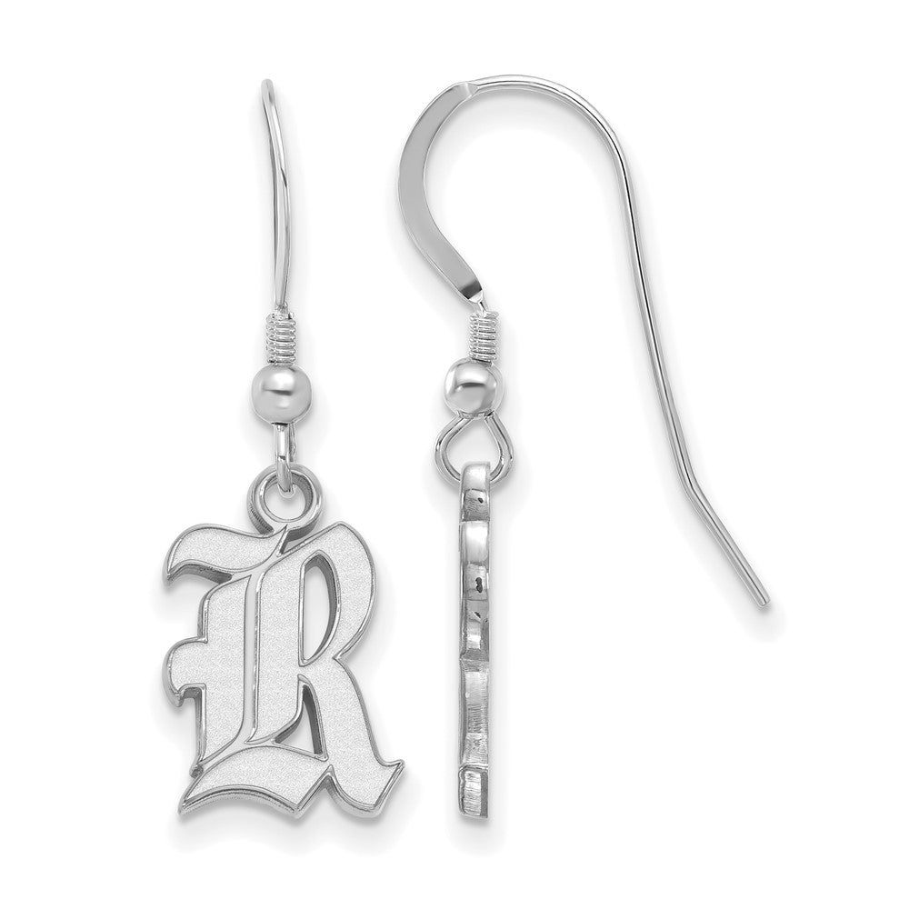 Sterling Silver Rhodium-plated LogoArt Rice University Letter R Small Dangle Wire Earrings