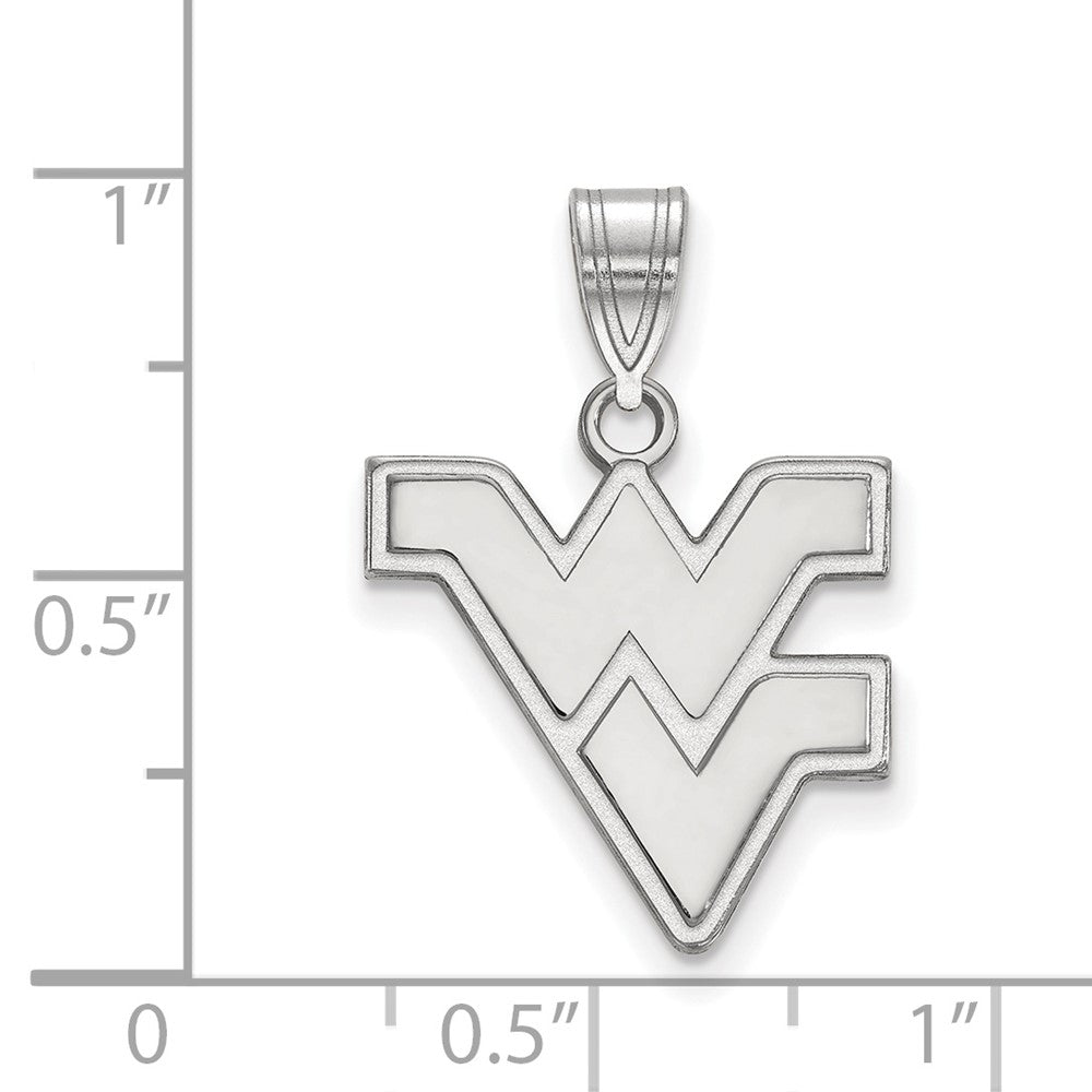 Sterling Silver Rhodium-plated LogoArt West Virginia University W-V Medium Pendant