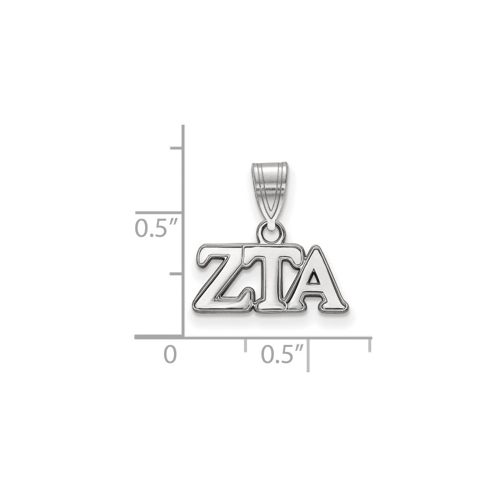 Sterling Silver Rhodium-plated LogoArt Zeta Tau Alpha Sorority Greek Letters Medium Pendant