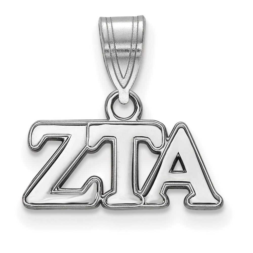 Sterling Silver Rhodium-plated LogoArt Zeta Tau Alpha Sorority Greek Letters Medium Pendant