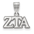 Sterling Silver Rhodium-plated LogoArt Zeta Tau Alpha Sorority Greek Letters Medium Pendant