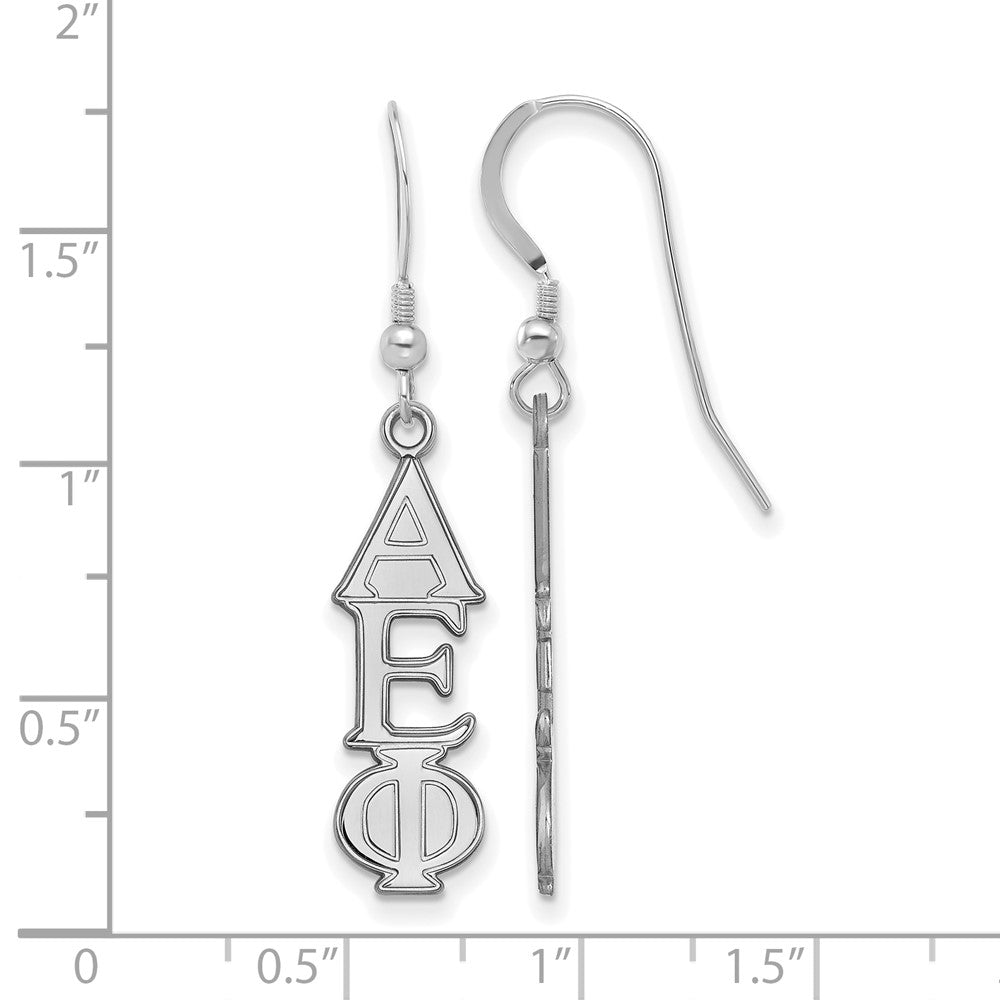 Sterling Silver Rhodium-plated LogoArt Alpha Epsilon Phi Sorority Greek Letters Medium Dangle Earrings