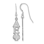 Sterling Silver Rhodium-plated LogoArt Alpha Epsilon Phi Sorority Greek Letters Medium Dangle Earrings