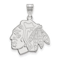 Sterling Silver Rhodium-plated NHL LogoArt Chicago Blackhawks Large Pendant