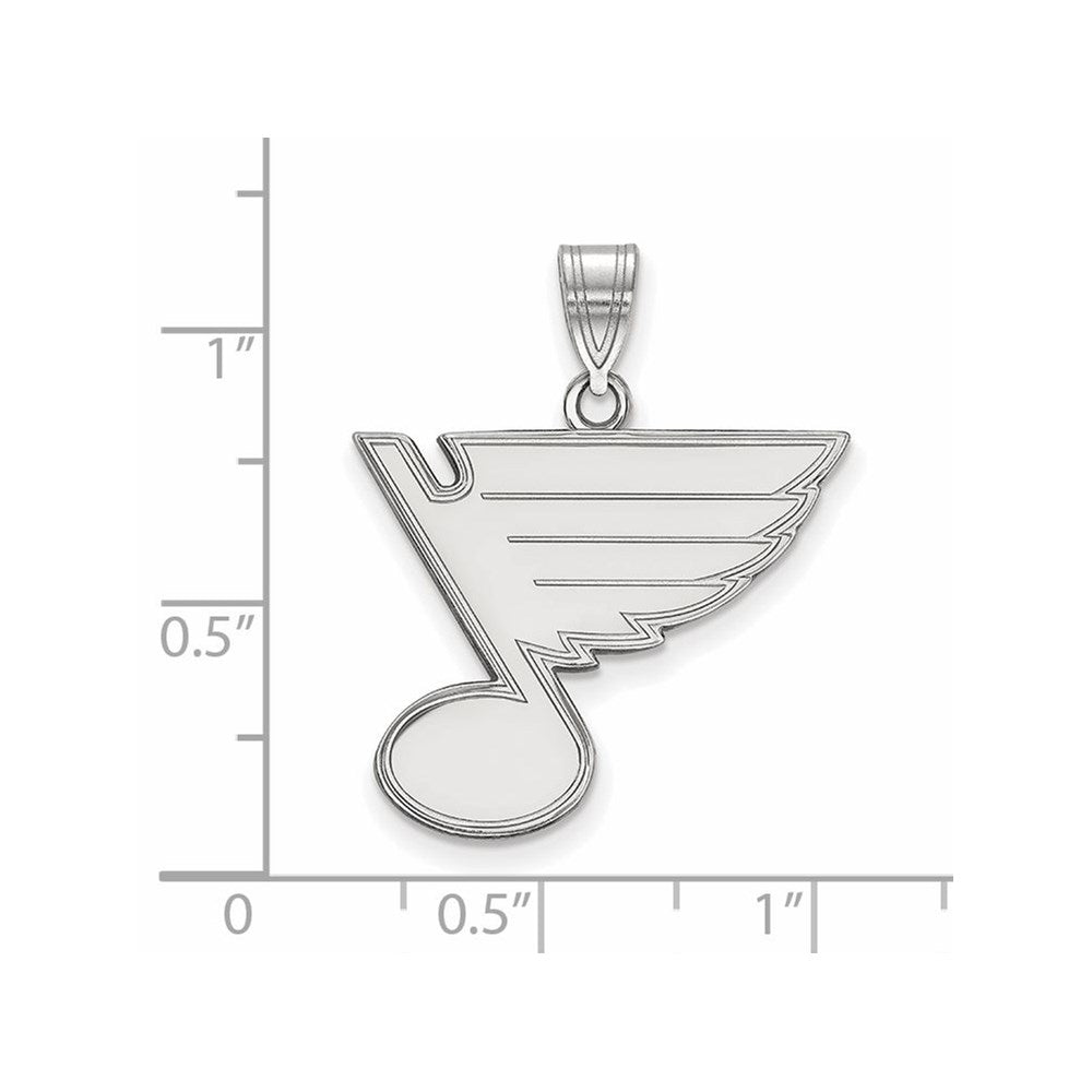 Sterling Silver Rhodium-plated NHL LogoArt St. Louis Blues Large Pendant
