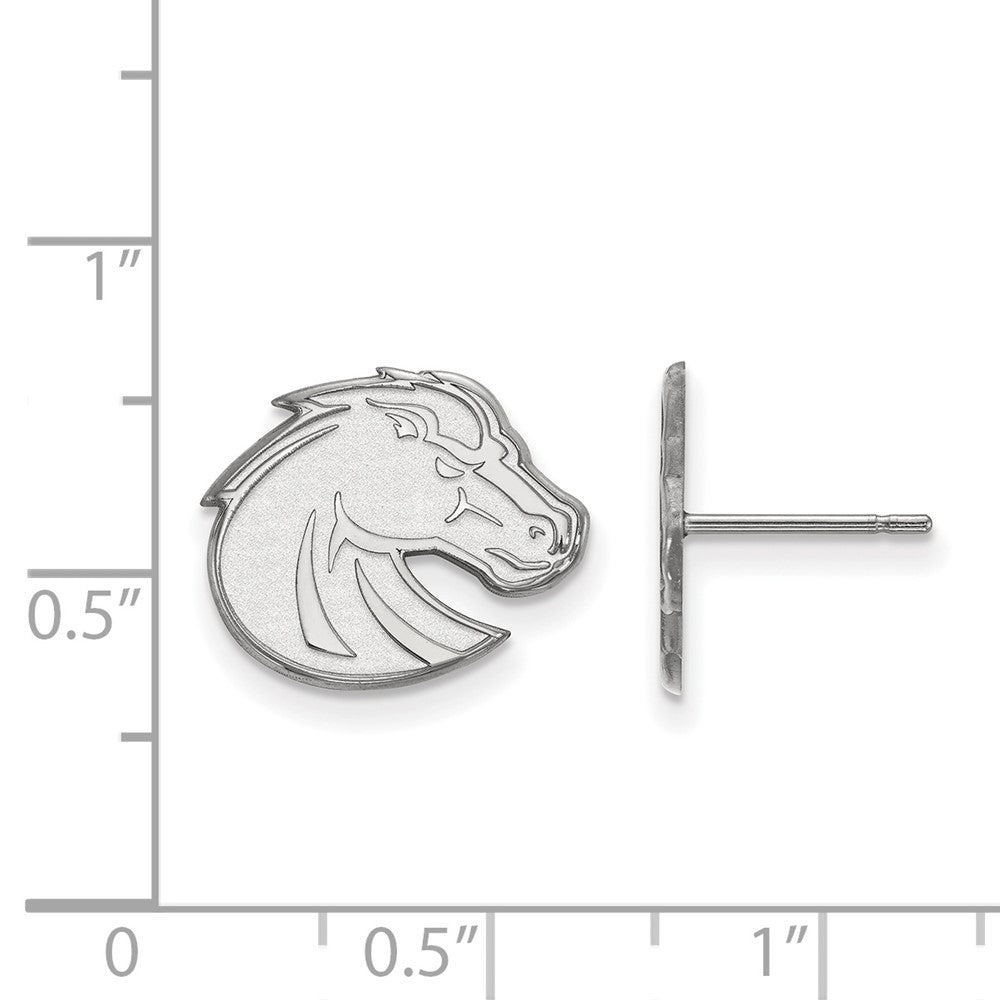 Sterling Silver Rhodium-plated LogoArt Boise State University Bronco Small Post Earrings