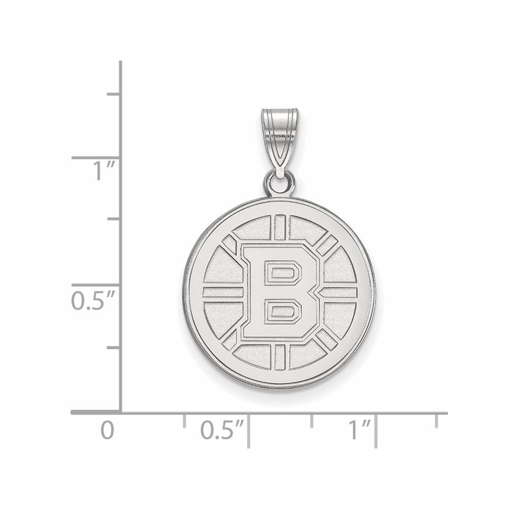 10k White Gold NHL LogoArt Boston Bruins Large Pendant