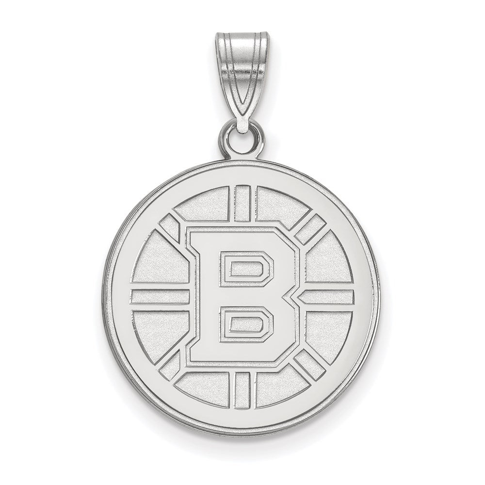 10k White Gold NHL LogoArt Boston Bruins Large Pendant