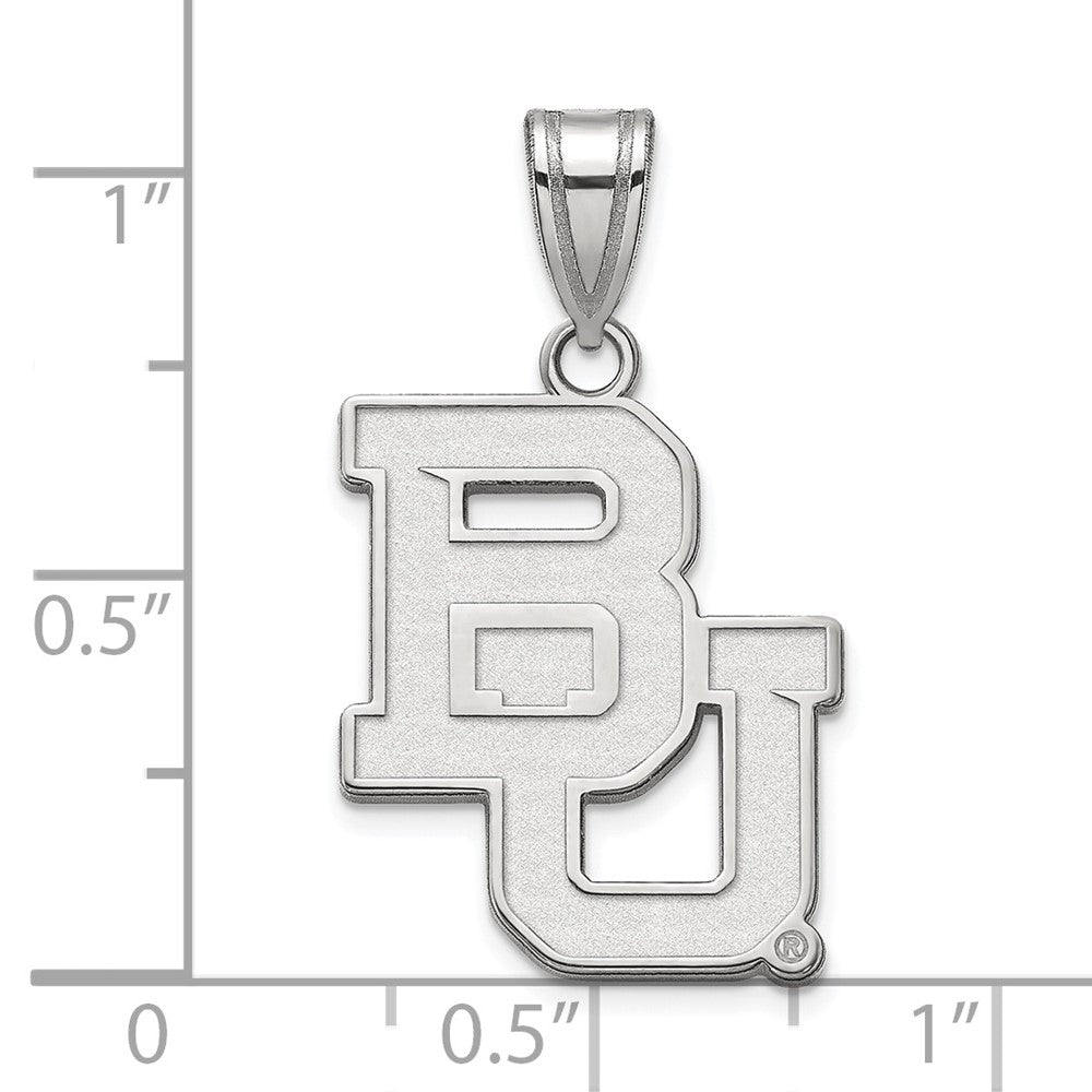 Sterling Silver Rhodium-plated LogoArt Baylor University Bears Large Pendant