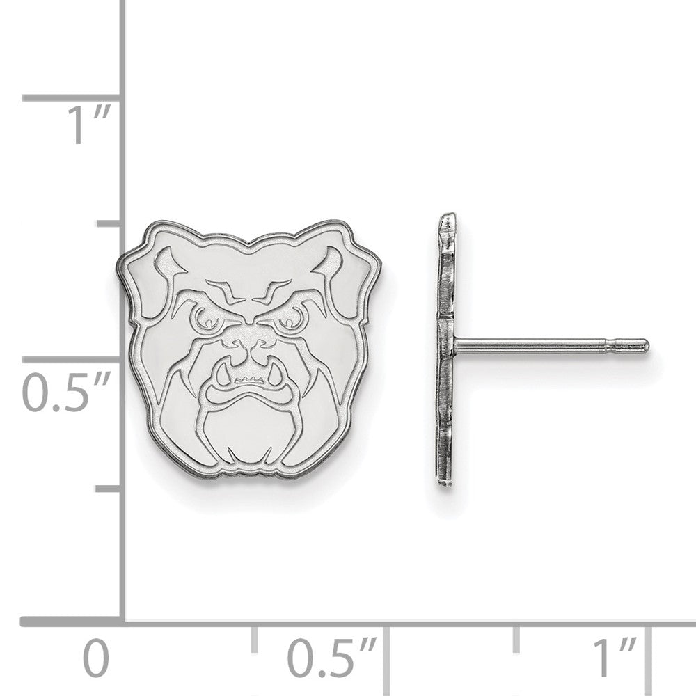 Sterling Silver Rhodium-plated LogoArt Butler University Bulldog Small Post Earrings