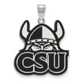 Sterling Silver Rhodium-plated LogoArt Cleveland State University Extra Large Enameled Pendant