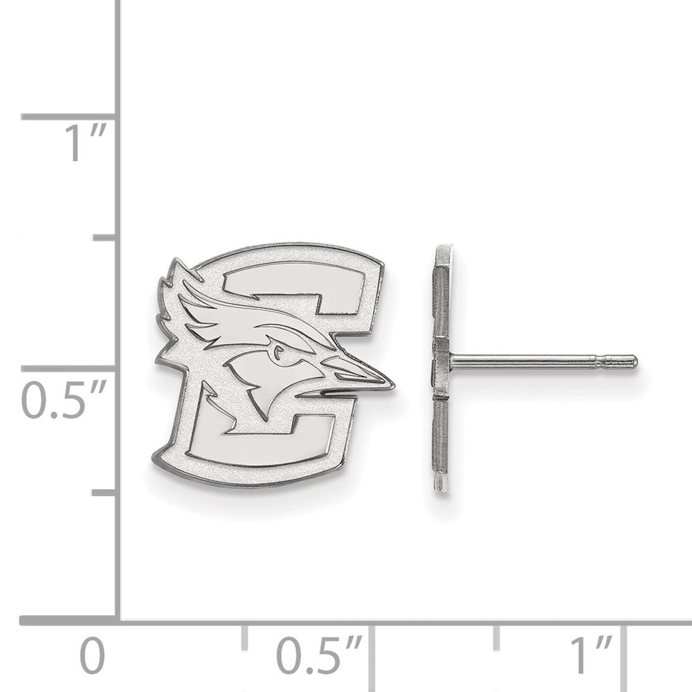 Sterling Silver Rhodium-plated LogoArt Creighton University Bluejay Small Post Earrings