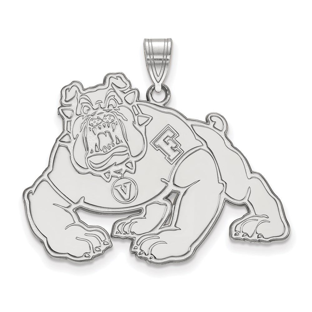 14k White Gold LogoArt California State University Fresno Bulldog Extra Large Pendant