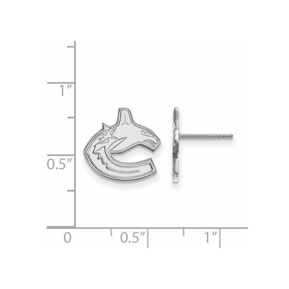 Sterling Silver Rhodium-plated NHL LogoArt Vancouver Canucks Small Post Earrings