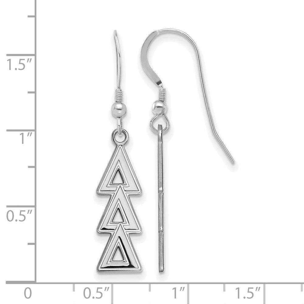 Sterling Silver Rhodium-plated LogoArt Delta Delta Delta Sorority Greek Letters Medium Dangle Earrings