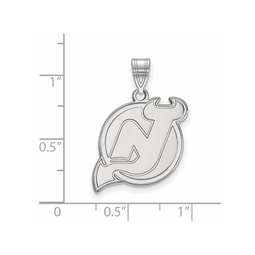Sterling Silver Rhodium-plated NHL LogoArt New Jersey Devils Large Pendant