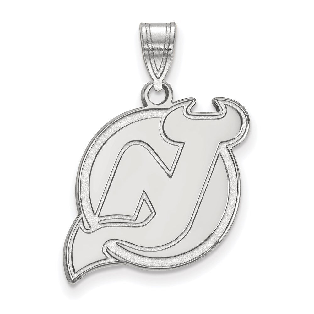 Sterling Silver Rhodium-plated NHL LogoArt New Jersey Devils Large Pendant