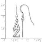 Sterling Silver Rhodium-plated LogoArt Delta Zeta Sorority Greek Letters Small Dangle Earrings