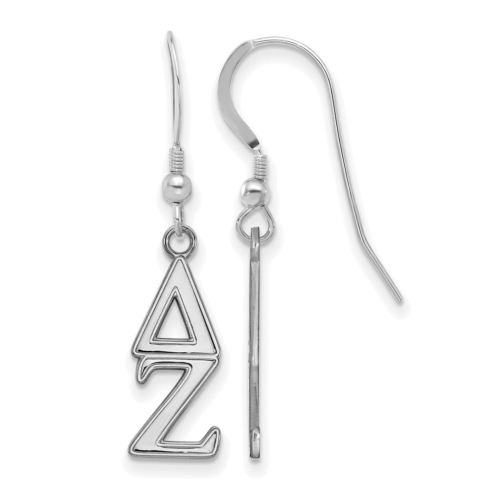 Sterling Silver Rhodium-plated LogoArt Delta Zeta Sorority Greek Letters Small Dangle Earrings