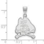 Sterling Silver Rhodium-plated LogoArt East Carolina University Pirate Large Pendant
