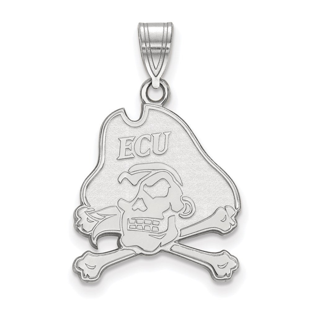 14k White Gold LogoArt East Carolina University Pirate Large Pendant