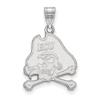 Sterling Silver Rhodium-plated LogoArt East Carolina University Pirate Large Pendant