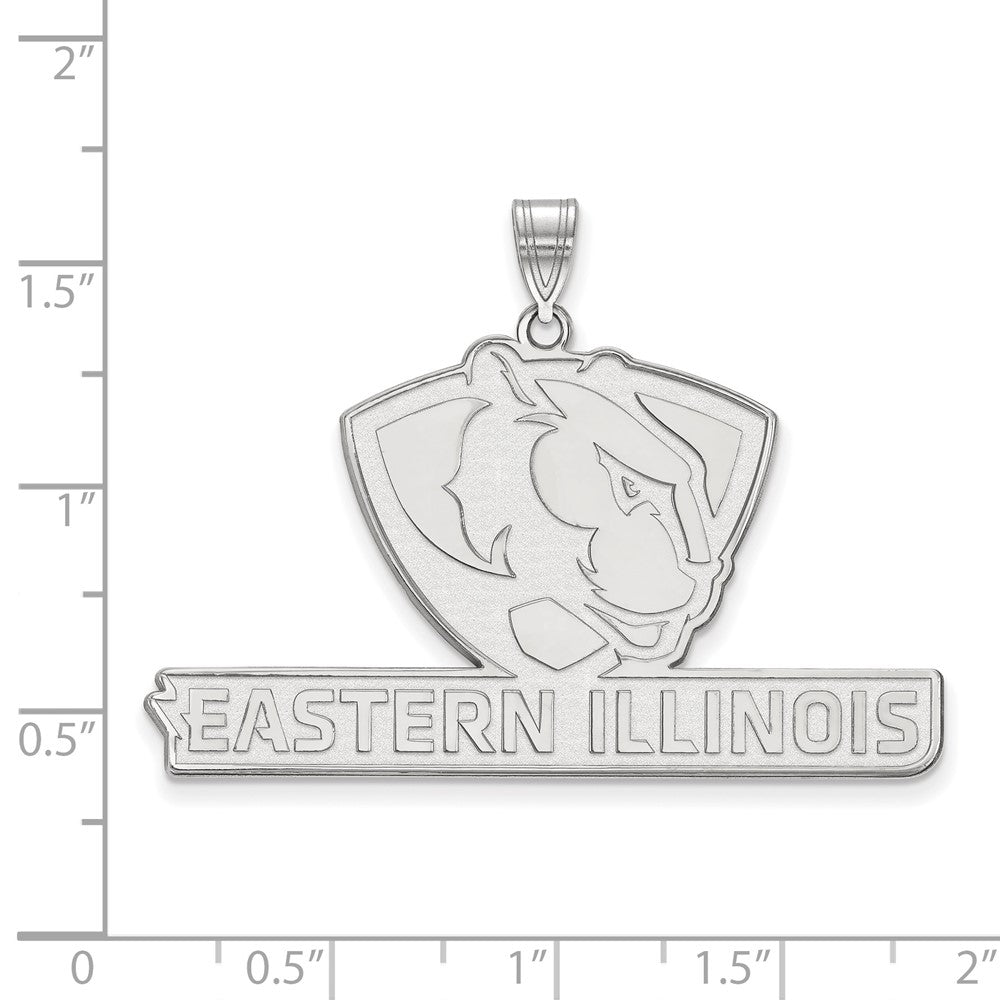 Sterling Silver Rhodium-plated LogoArt Eastern Illinois University Extra Large Pendant