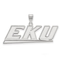 14k White Gold LogoArt Eastern Kentucky University E-K-U Large Pendant