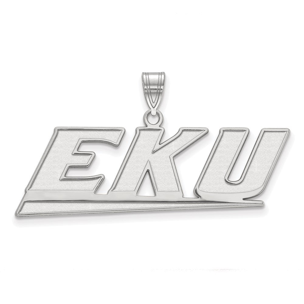 Sterling Silver Rhodium-plated LogoArt Eastern Kentucky University E-K-U Large Pendant