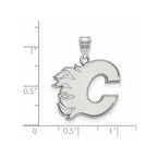 Sterling Silver Rhodium-plated NHL LogoArt Calgary Flames Letter C Large Pendant