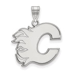 Sterling Silver Rhodium-plated NHL LogoArt Calgary Flames Letter C Large Pendant