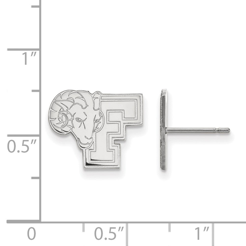 14k White Gold LogoArt Fordham University Ram Small Post Earrings