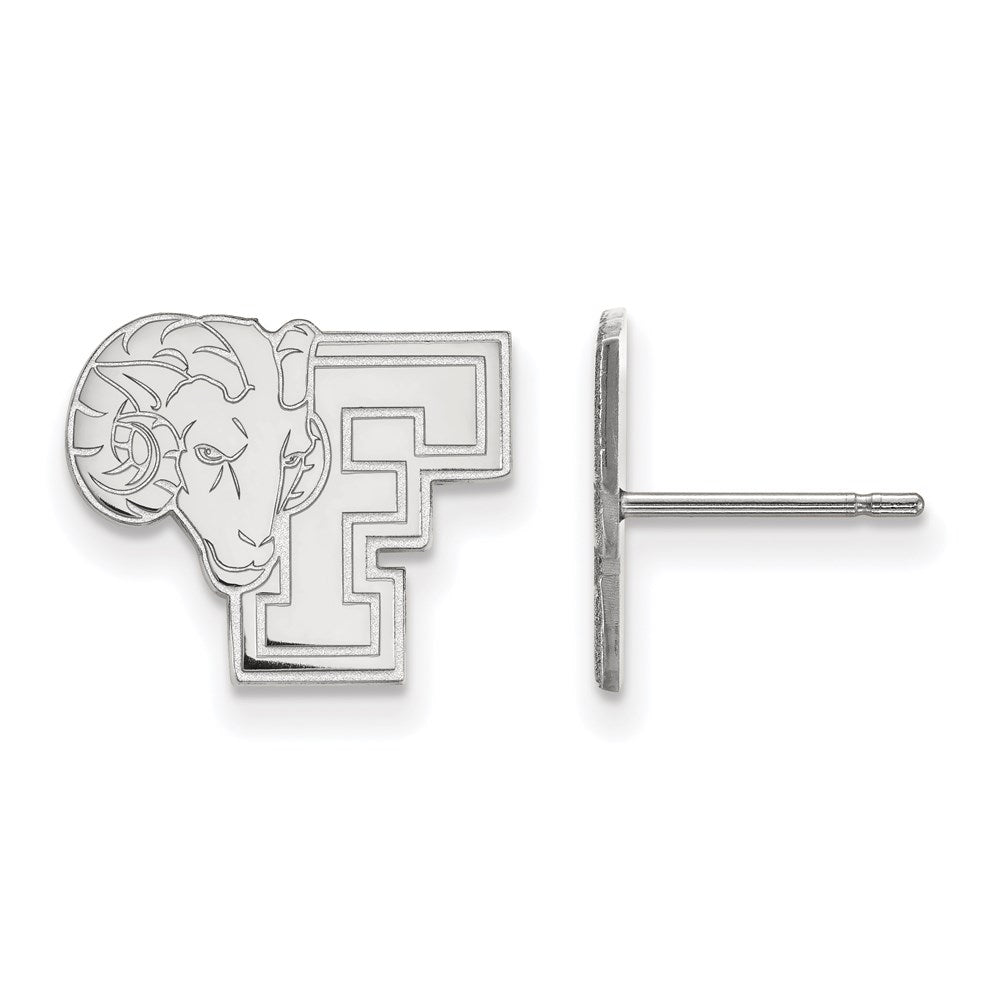 Sterling Silver Rhodium-plated LogoArt Fordham University Ram Small Post Earrings