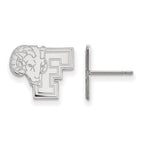 10k White Gold LogoArt Fordham University Ram Small Post Earrings