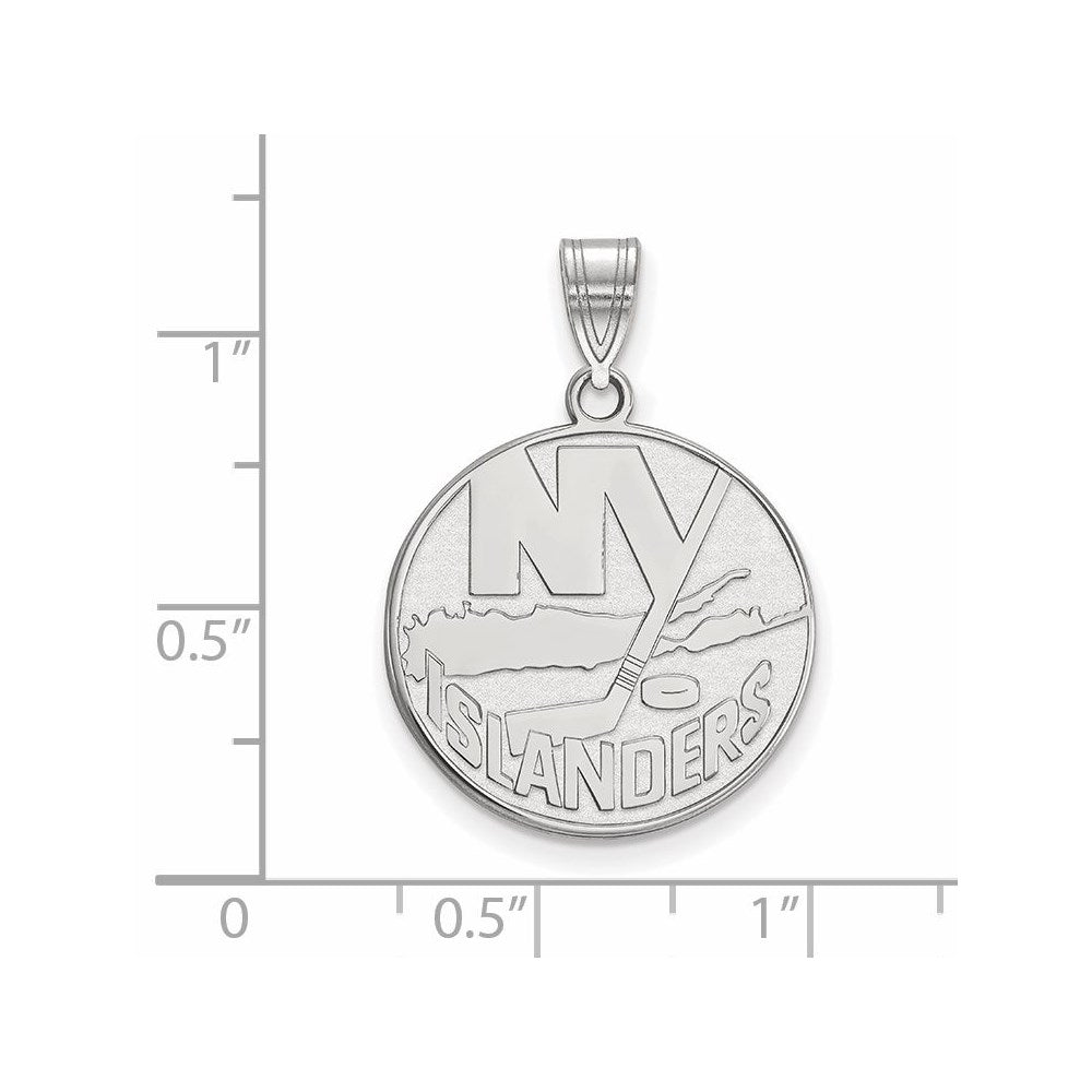 Sterling Silver Rhodium-plated NHL LogoArt New York Islanders Large Pendant