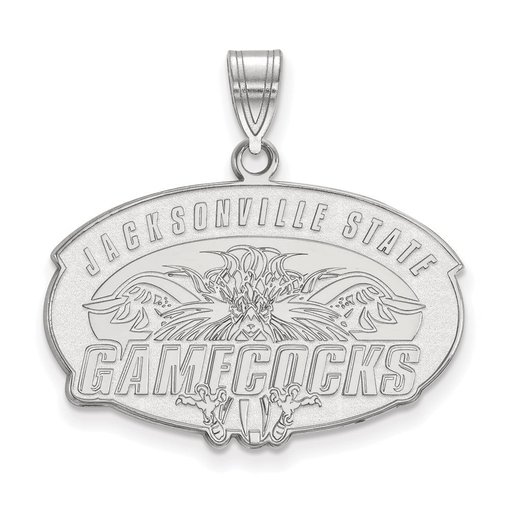 Sterling Silver Rhodium-plated LogoArt Jacksonville State University Large Pendant