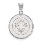 Sterling Silver Rhodium-plated NHL LogoArt Winnipeg Jets Large Pendant