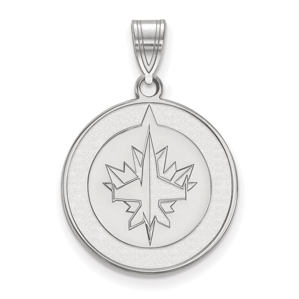 Sterling Silver Rhodium-plated NHL LogoArt Winnipeg Jets Large Pendant