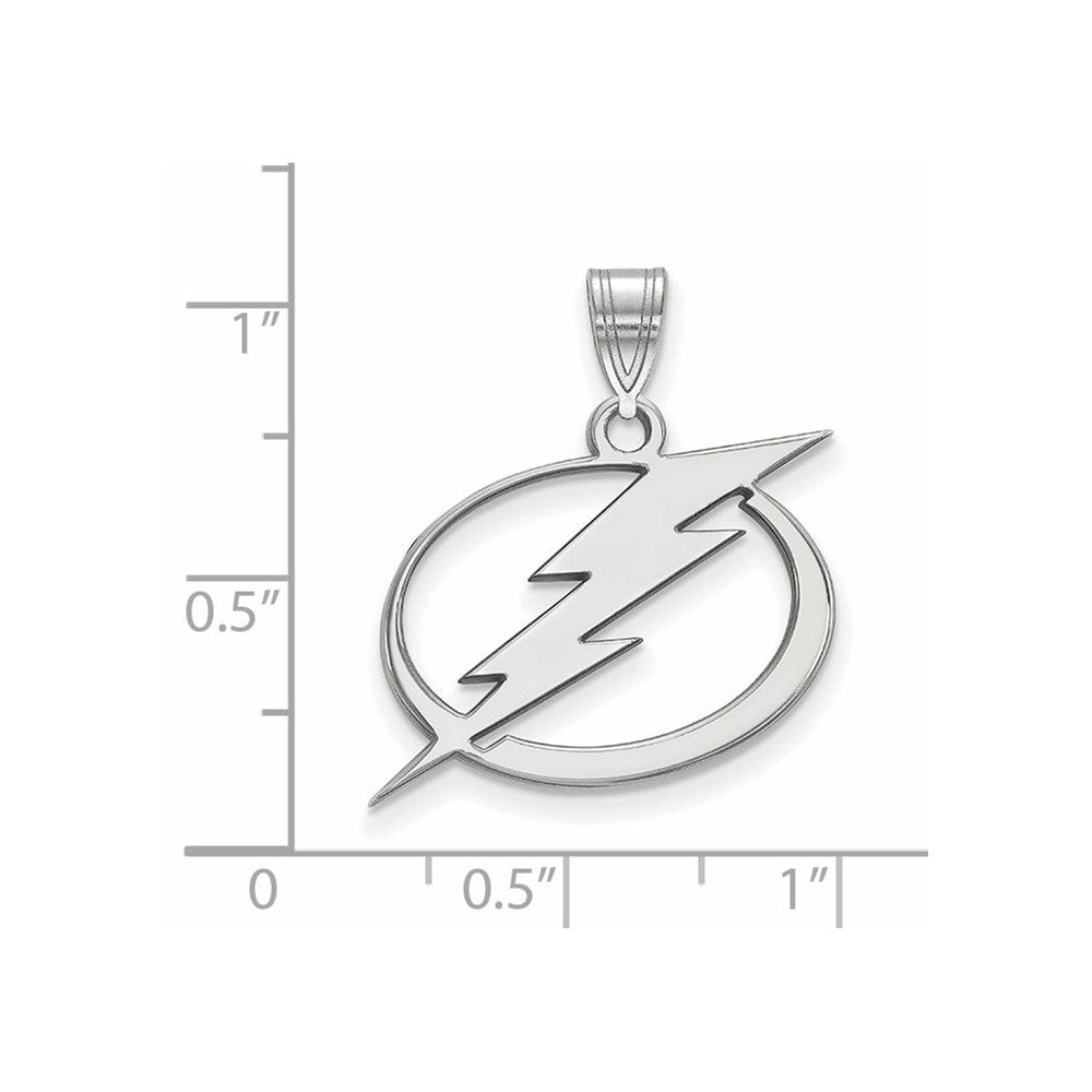 Sterling Silver Rhodium-plated NHL LogoArt Tampa Bay Lightning Large Pendant