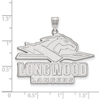 Sterling Silver Rhodium-plated LogoArt Longwood University Lancers Extra Large Pendant