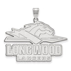 Sterling Silver Rhodium-plated LogoArt Longwood University Lancers Extra Large Pendant
