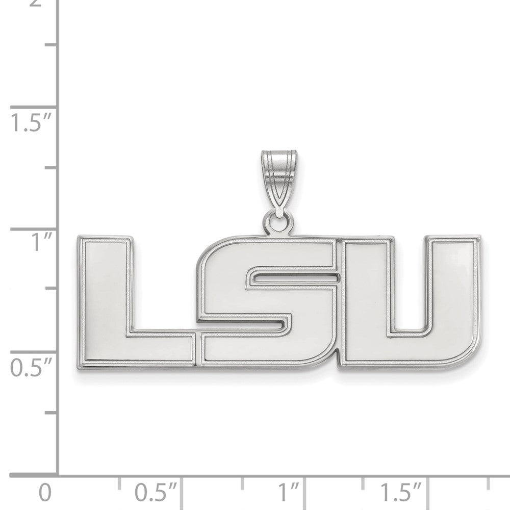 14k White Gold LogoArt Louisiana State University L-S-U Large Pendant