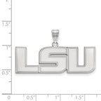 Sterling Silver Rhodium-plated LogoArt Louisiana State University L-S-U Large Pendant